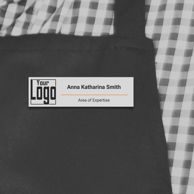 Modernes Logo-Know-how Classic Gray Black Orange Namensschild (Von Creator hochgeladen)