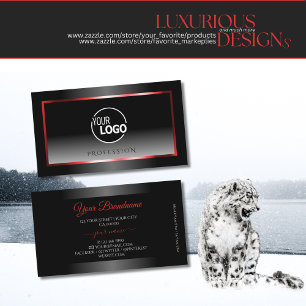 Modernes Logo mit schwarz-weißem, glänzendem Roten Visitenkarte