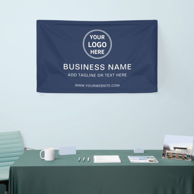 Modernes Logo Navy Blue Business Branding Banner (Messeveranstaltung)
