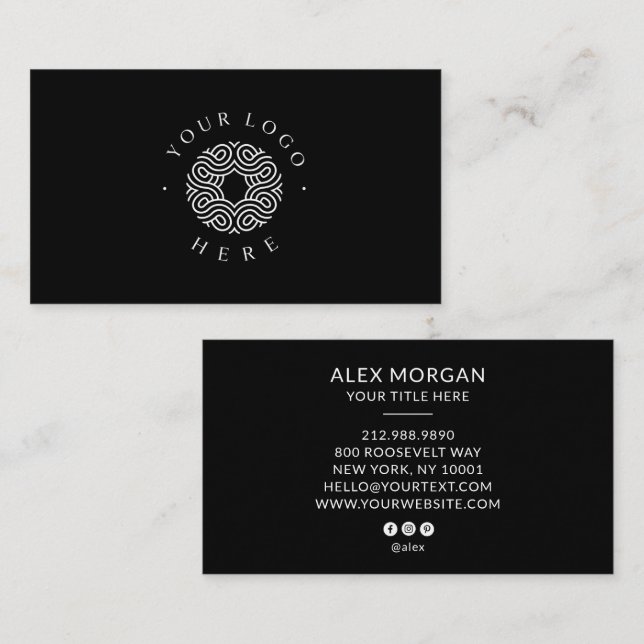 Modernes Logo Professionell Schwarz Visitenkarte (Vorne/Hinten)