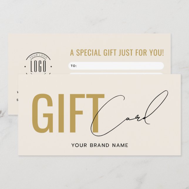 Modernes Logo professionelle beige-goldene Geschen (Vorne/Hinten)