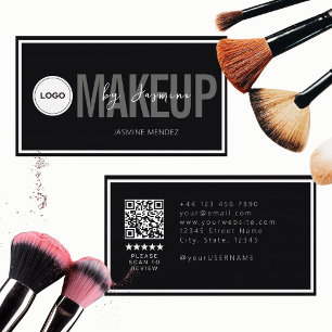 Modernes Logo QR Bewertung Schwarz Weiß Makeup-Art Visitenkarte