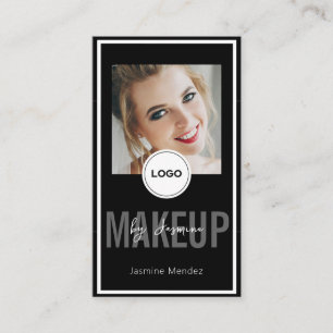 Modernes Logo QR Bewertung Schwarz Weiß Makeup-Art Visitenkarte