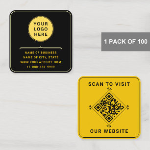 Modernes Logo & QR-Code   Benutzerdefiniert Gold S Quadratische Visitenkarte