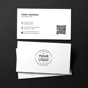 Modernes Logo & QR-Code Einfache Weiße Visitenkart Visitenkarte