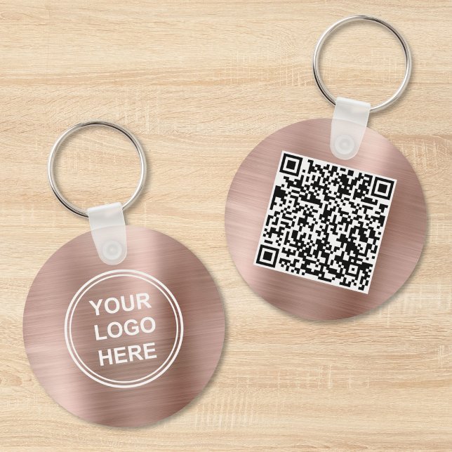 Modernes Logo QR-Code Werbe-Roségold Schlüsselanhänger (Modern Logo QR Code Promotional Rose Gold Keychain)