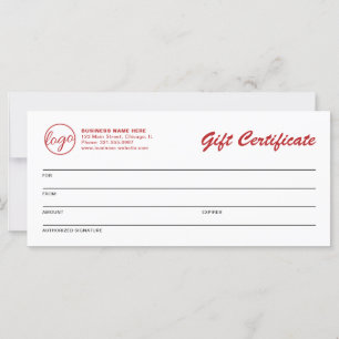Modernes Logo Red Business Geschenkzertifikat