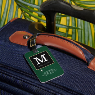 Modernes Logo. Reisende Monogram Green Gepäckanhänger