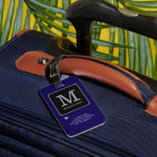 Modernes Logo. Travel Monogram Blue Gepäckanhänger