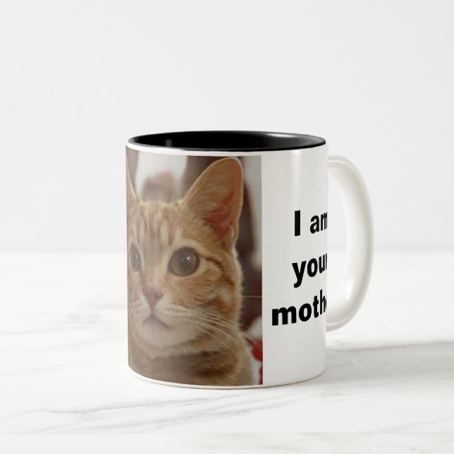 Modernes, lustiges Cat-Mama-Foto-Sammelangebot Zweifarbige Tasse (VorderseiteRechts)