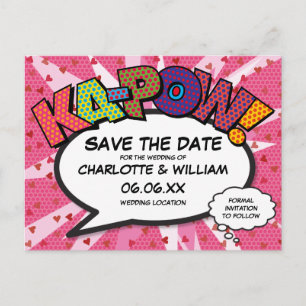 Modernes lustiges Comic-Buch KAPOW Rosa Save the D Postkarte