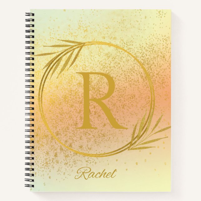 Modernes Luxe Soft Pink & Gold Individuelle Name & Notizbuch (Vorderseite)