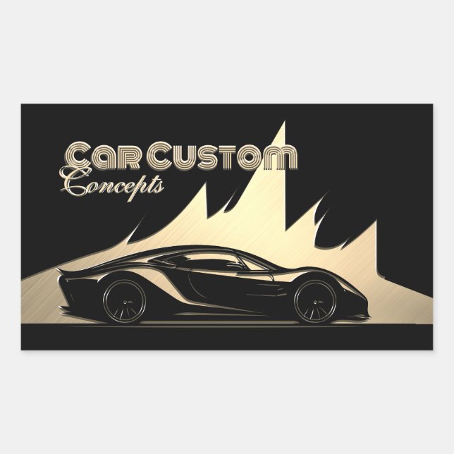 Modernes Luxuriöses, in Schwarz und Gold gegrabene Rechteckiger Aufkleber (Vorderseite)