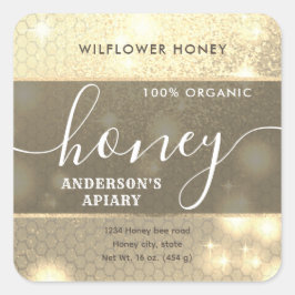 Modernes Luxus-Funkelhonigkleber Quadratischer Aufkleber