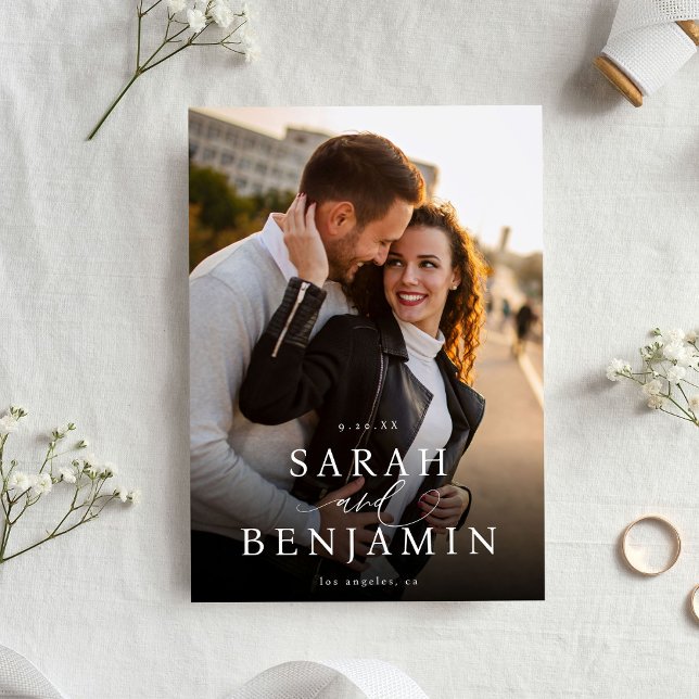 Modernes M Foto Vertikal Chic Save the Date 2 Einladung (Von Creator hochgeladen)