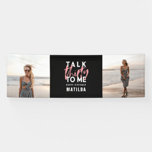 Modernes mädchenhaftes schwarz rosa Multi-Foto 30. Banner