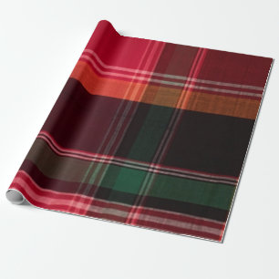 Modernes Madras Kariertes rotes Green Square Muste Geschenkpapier