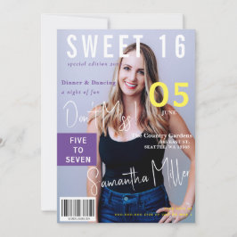 Modernes Magazin für 2 Fotos Sweet 16 Einladung
