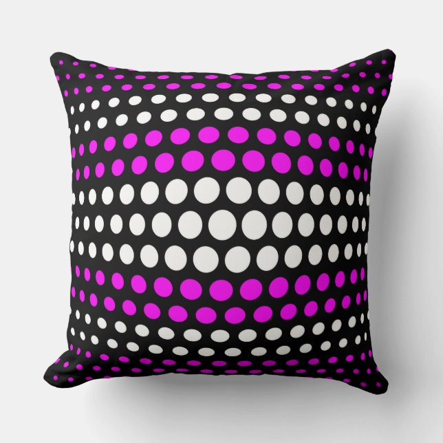 Modernes Magenta & White Polka Dots Muster Kissen (Vorderseite)