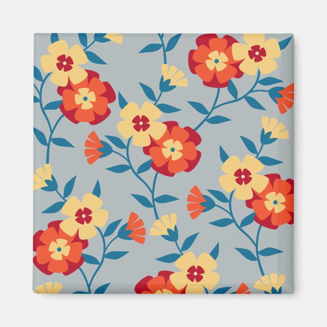 Modernes Magnet mit gelben und blauen Blumen (Vorne)