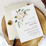 Modernes Magnolia burgundy Probe Dinner Einladung<br><div class="desc">Ein magnolisches,  florfarbenes,  bordeauxrotes Design mit eleganter Schrift-Kalligraphie-Schrift. Der schwarze Text und andere Features dieser Hochzeit laden Vorlage können angepasst werden.</div>