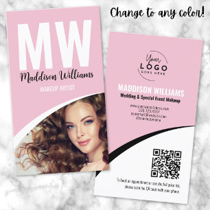Modernes Make-up-Foto-Logo Rosa Monogramm Visitenkarte