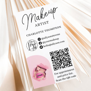 Modernes Make-up-Logo Qr-Code 2 Fotos Visitenkarte