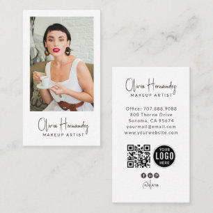 Modernes Makeup-Artist-Foto-Logo-QR-Code Visitenkarte