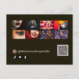Modernes Makeup Studio & QR Code Postkarte
