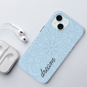 Modernes Mandala Dusty Blue Schrift Case-Mate iPhone Hülle