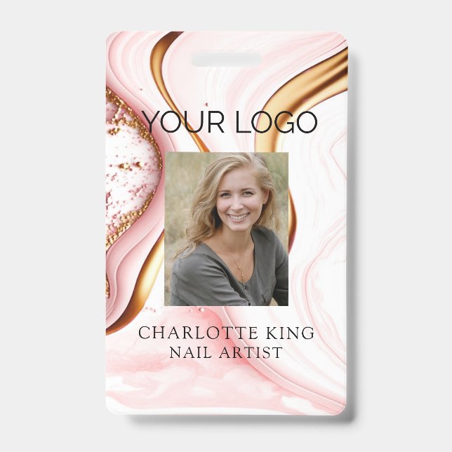 Modernes Marble Employee Foto ID Abzeichen Ausweis (Vorderseite)