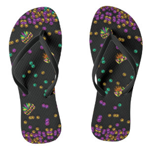 Modernes Mardi Gras Muster Flip Flops