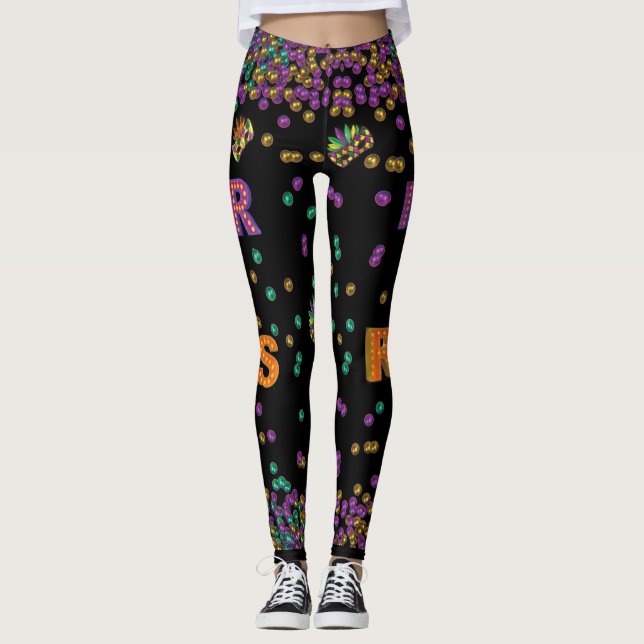 Modernes Mardi Gras Muster Leggings (Vorderseite)