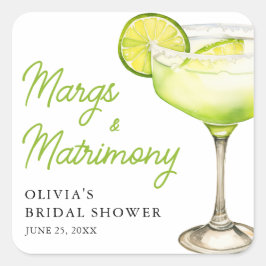 Modernes Margs & Matrimons Cocktail Brautparty Quadratischer Aufkleber