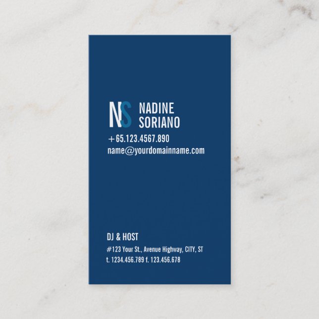 Modernes Marine-Blau-Monogramm Visitenkarte (Vorderseite)