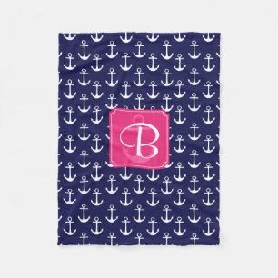 Modernes Marine-Blau verankert das personalisierte Fleecedecke