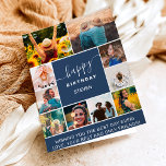 Modernes marineblau Geburtstag 10 Foto Collage Gri Karte<br><div class="desc">Modernes,  schlichtes 10-Foto-Kollagengitter mit moderner Typografie.</div>