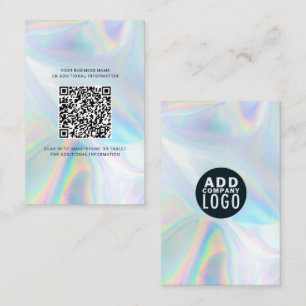 Modernes Markenlogo und holografischer QR-Code Visitenkarte
