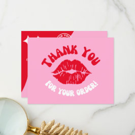Modernes Markenzeichen Rosa Rote Kiss Firmenlogo V Dankeskarte