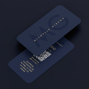 Modernes Marketing Beruflich Monogram Navy Blue Visitenkarte