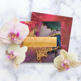 Modernes Marmor Aquarellgold lila rosa Blau Quadratische Visitenkarte