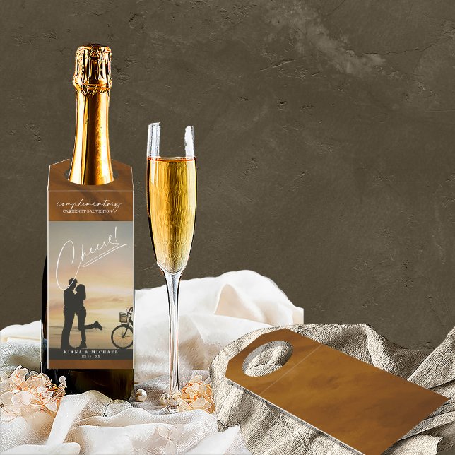 Modernes Marmor Cheers Foto Gold ID816 Flaschenanhänger (Front/Back In Situ)