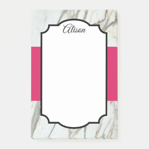 Modernes Marmordesign fuchsia schwarz elegante Pos Post-it Klebezettel
