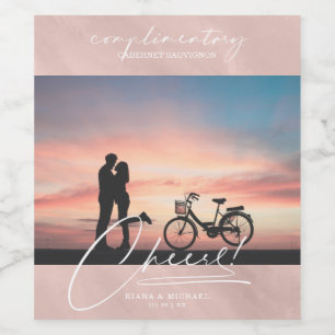 Modernes Marmorfeuer Foto Rose Gold ID816 Weinetikett