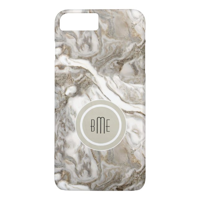 Modernes Marmormonogramm Case-Mate iPhone Hülle (Rückseite)
