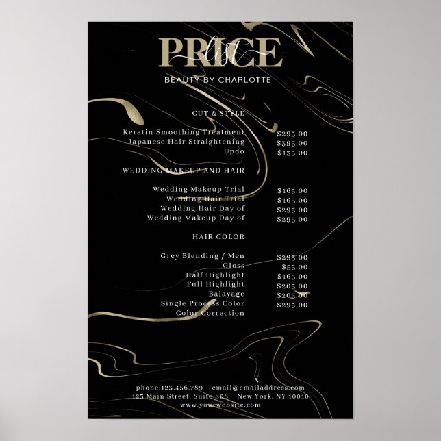 Modernes Marmorpreisliste-Poster Poster (Vorne)
