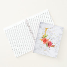 Modernes Marmorwasser Goldenes Monogramm Letter L Notizbuch