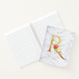 Modernes Marmorwasser Goldenes Monogramm Letter R Notizbuch