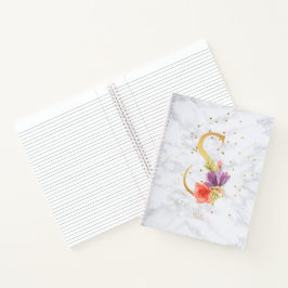 Modernes Marmorwasser goldenes Monogramm Letter S Notizbuch