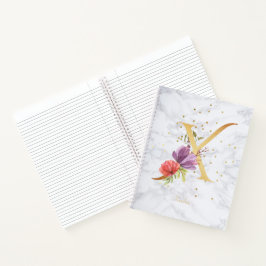 Modernes Marmorwasser goldenes Monogramm Letter X Notizbuch